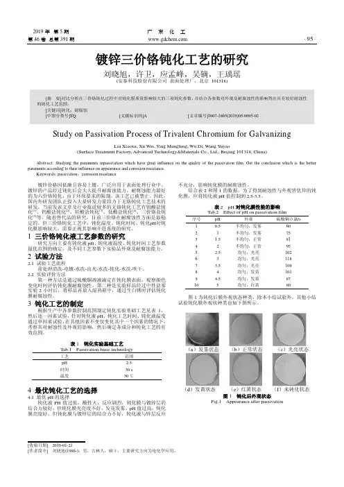 镀锌三价铬钝化工艺的研究