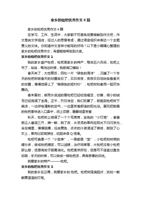 家乡的枇杷优秀作文4篇