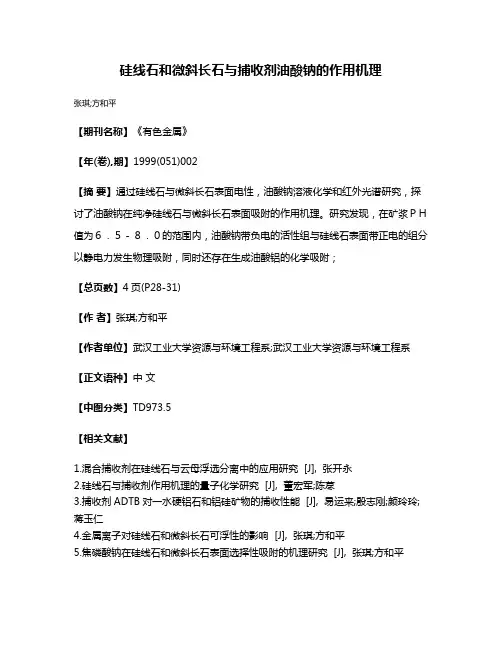 硅线石和微斜长石与捕收剂油酸钠的作用机理