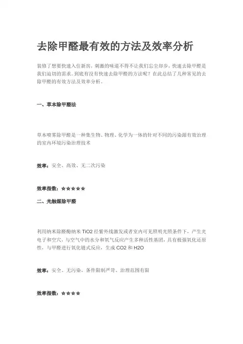去除甲醛最有效的方法及效率分析