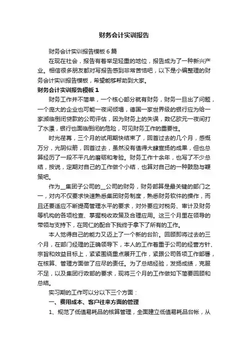 财务会计实训报告模板6篇