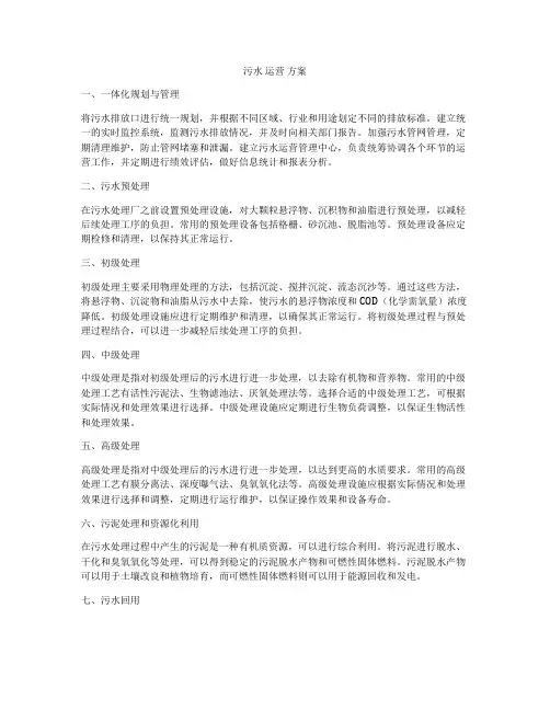 污水 运营 方案