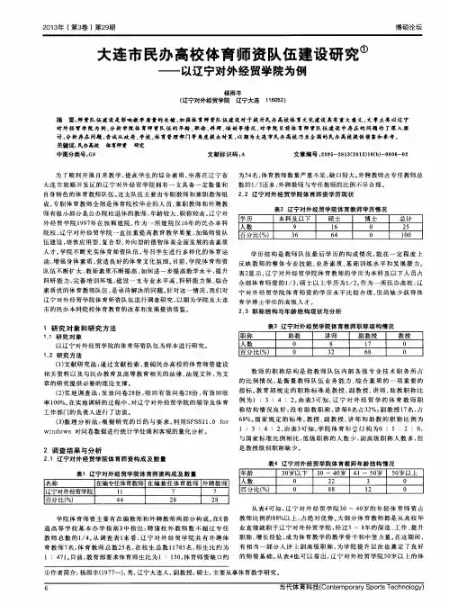 大连市民办高校体育师资队伍建设研究——以辽宁对外经贸学院为例