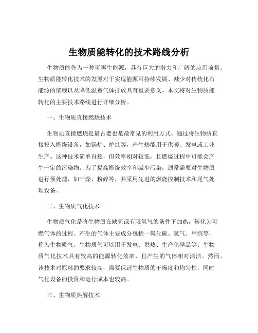 生物质能转化的技术路线分析