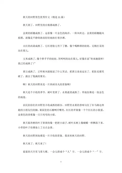 秋天的田野景色优秀作文(精选11篇)(最新)