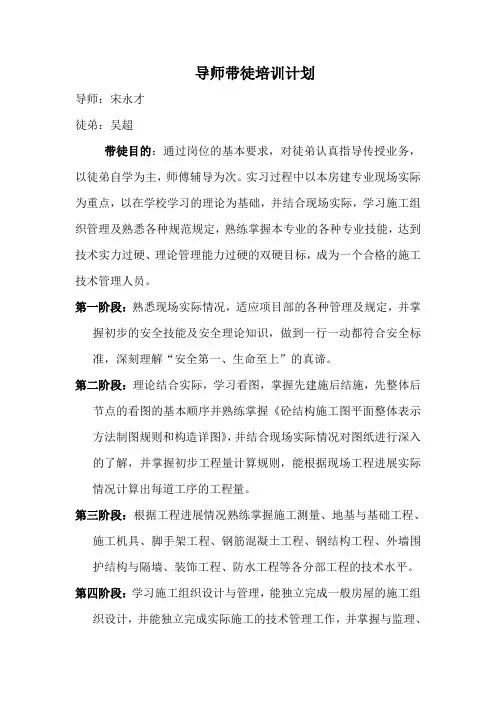导师带徒培训计划
