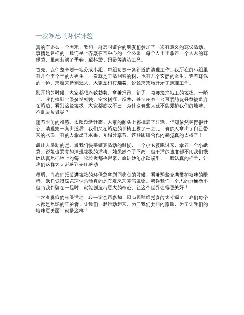 一次有意义的环保活动作文