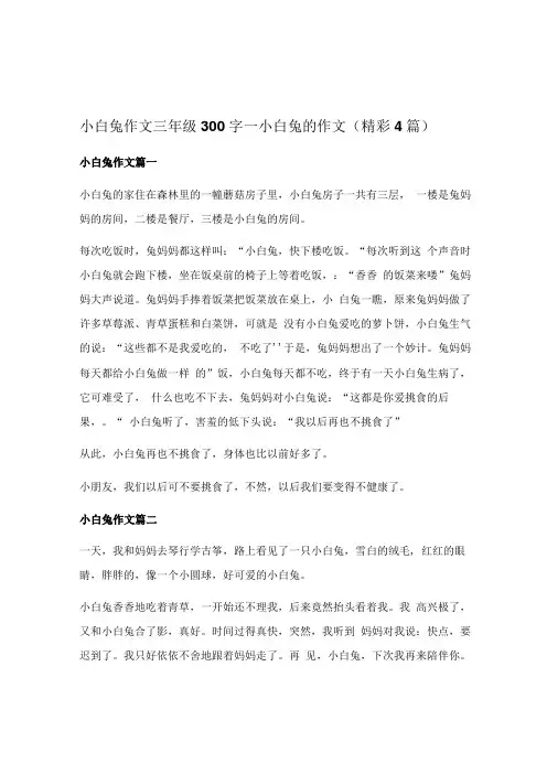 小白兔作文三年级300字_小白兔的作文(精彩4篇)