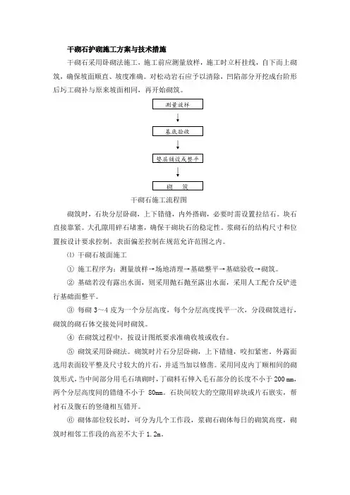 干砌石护砌施工方案与技术措施