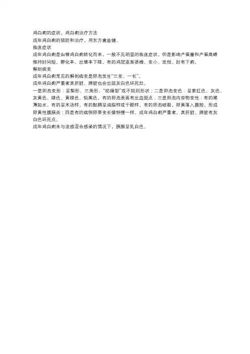 鸡白痢的症状,鸡白痢治疗方法