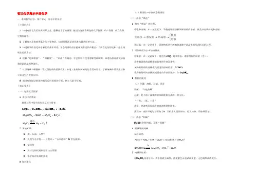鲁教版初三化学海水中的化学 教案