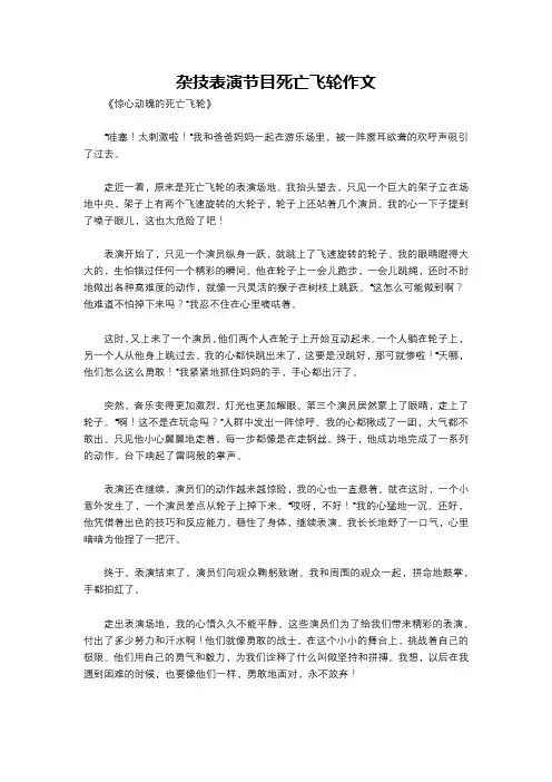 杂技表演节目死亡飞轮作文
