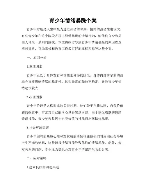 青少年情绪暴躁个案