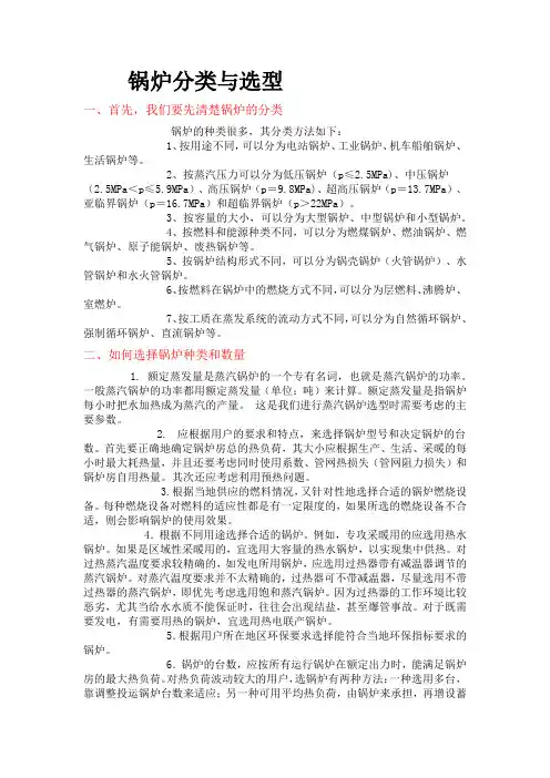 锅炉分类与选型
