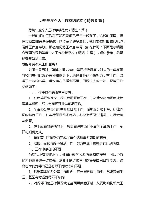 导购年度个人工作总结范文（精选5篇）