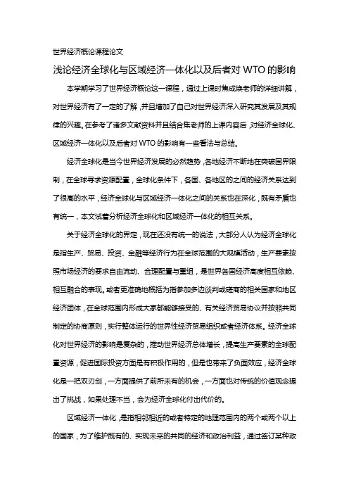 世界经济学概论 论文