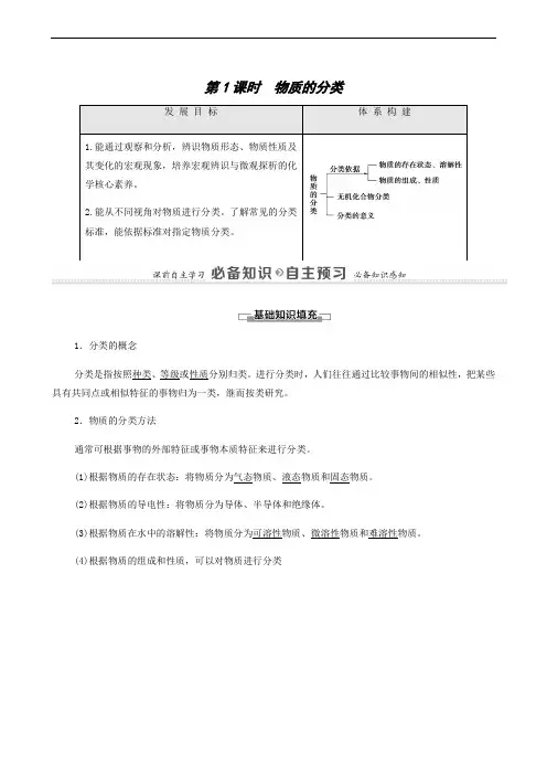 专题1 物质的分类及计量 第1单元 第1课时 物质的分类