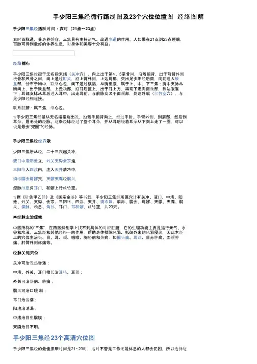 手少阳三焦经循行路线图及23个穴位位置图