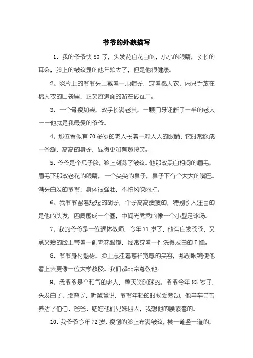 爷爷的外貌描写
