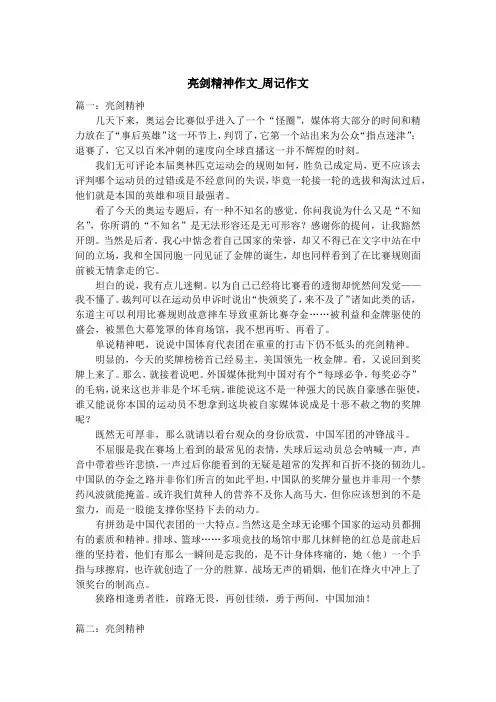 亮剑精神作文_周记作文