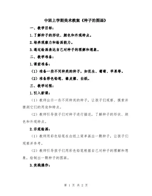 中班上学期美术教案《种子的图画》