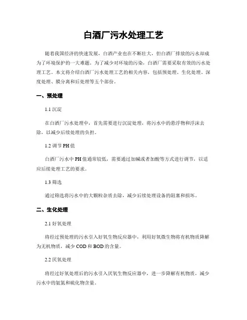 白酒厂污水处理工艺