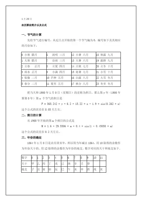 农历计算公式