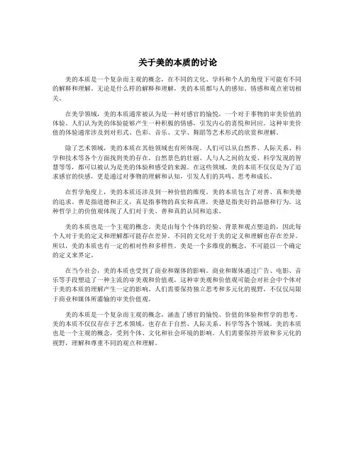 关于美的本质的讨论