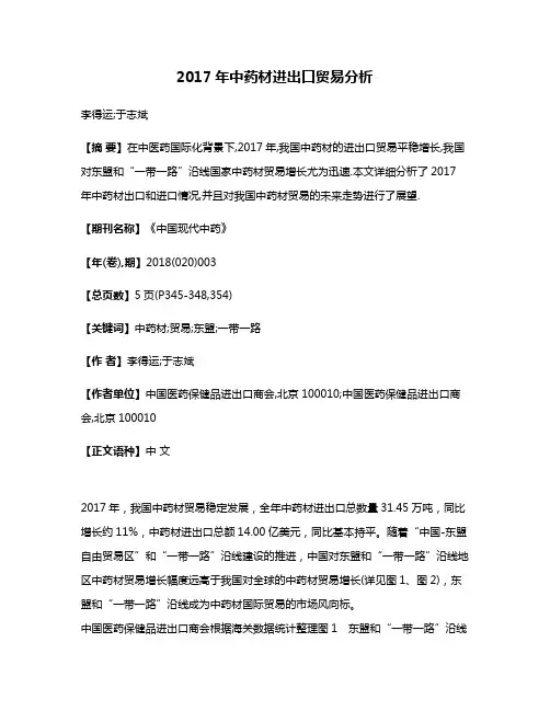 2017年中药材进出口贸易分析