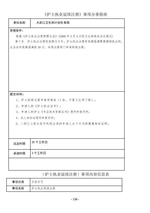 《护士执业延续注册》事项办事