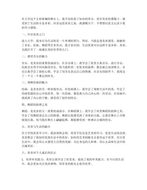 大学美育个人学习感言
