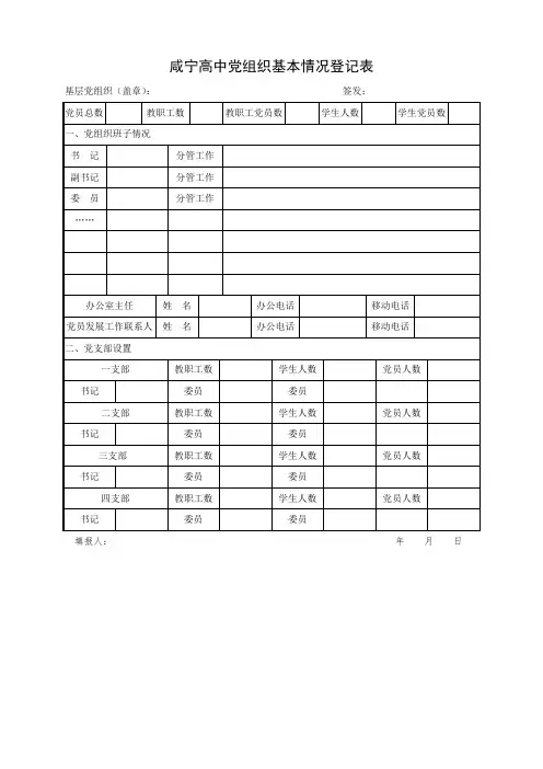 党组织情况登记表