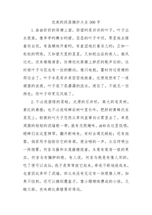 优美的段落摘抄大全300字
