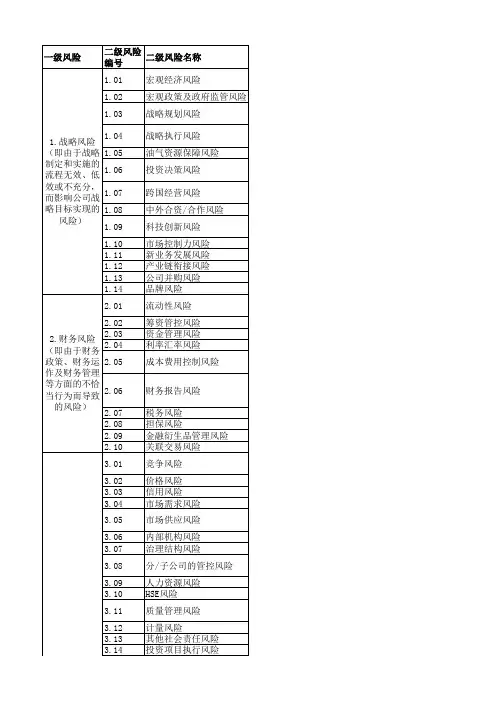 风险管理清单(战略、财务、运营和合规)