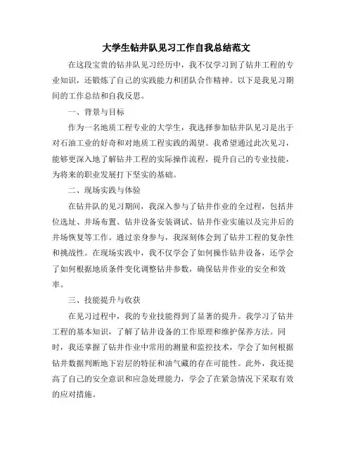大学生钻井队见习工作自我总结范文 (2)