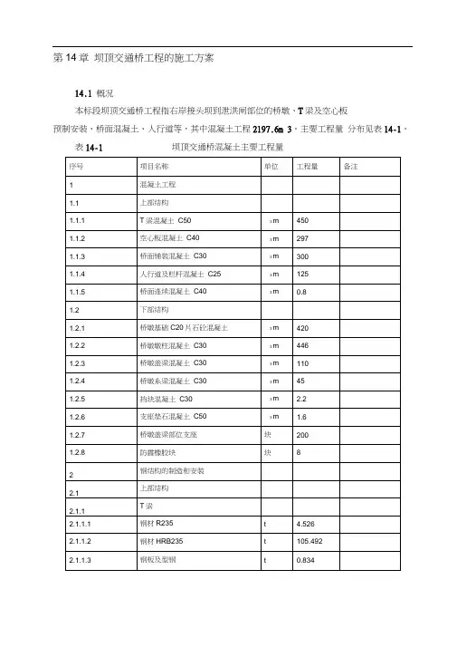 坝顶交通桥工程的施工方案