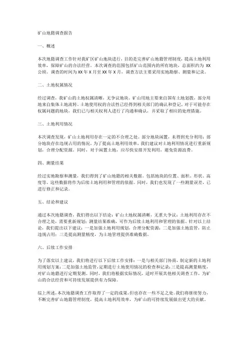 矿山地籍调查报告