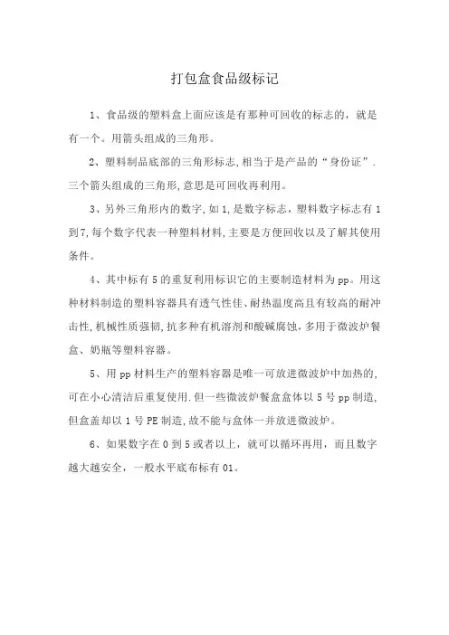 打包盒食品级标记