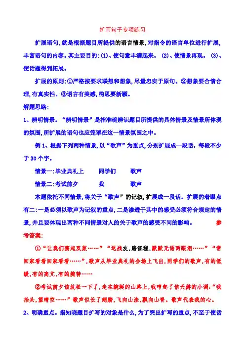 扩写句子专项练习
