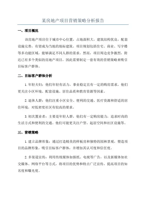 某房地产项目营销策略分析报告