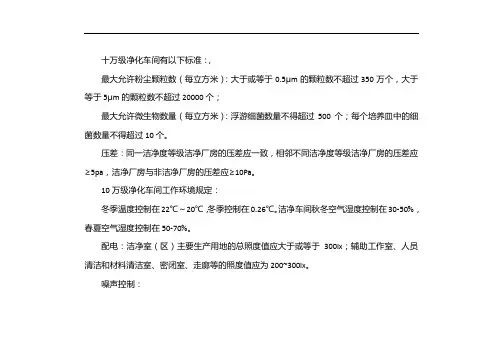 净化车间标准