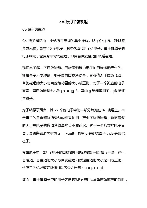 co原子的磁矩
