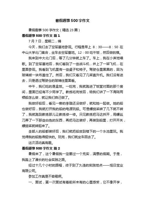暑假趣事500字作文
