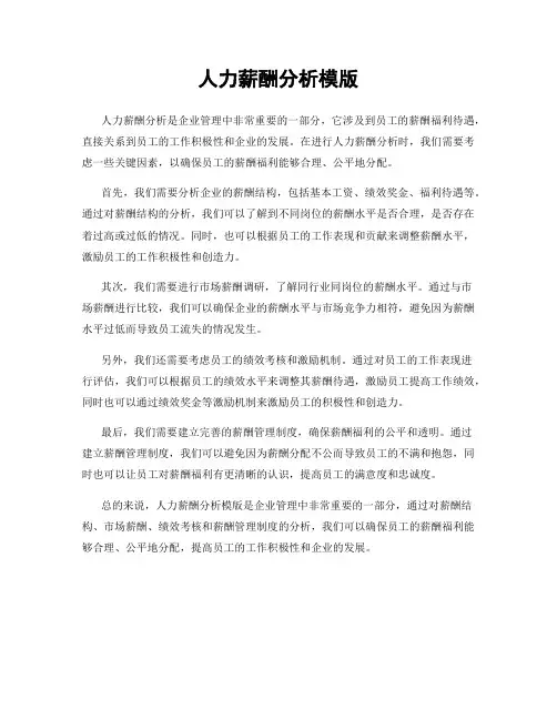人力薪酬分析模版