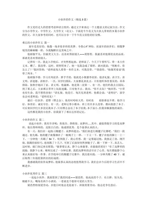 小伙伴的作文(精选3篇)