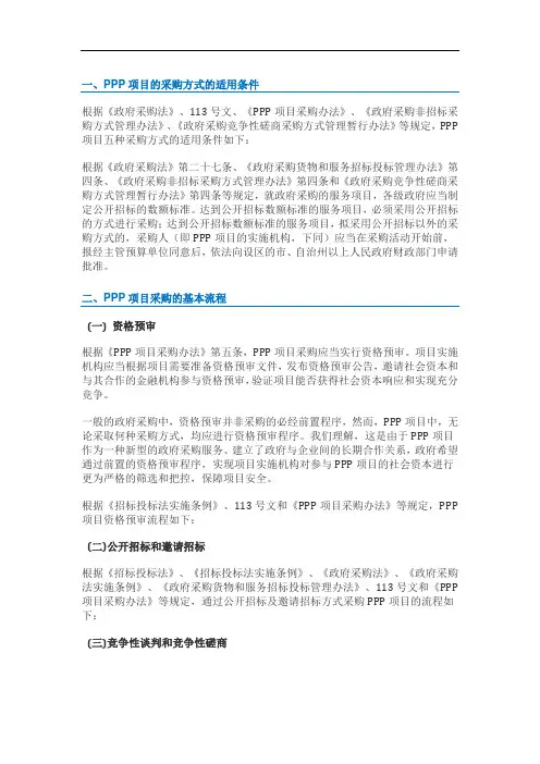 PPP采购方式选择及流程