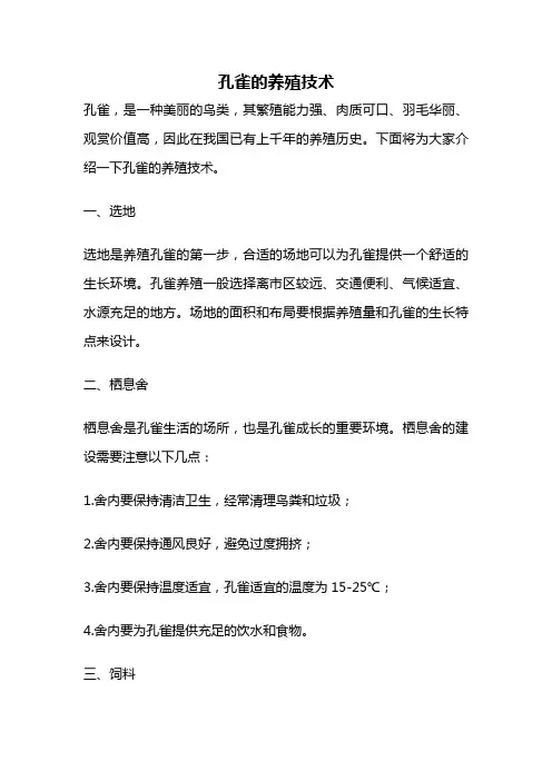 孔雀的养殖技术