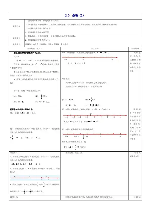 苏科初中数学七年级上册《2.3 数轴》教案 (2)【精品】.doc