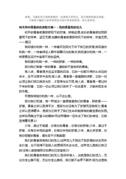 散文：有关高中青春的优美散文