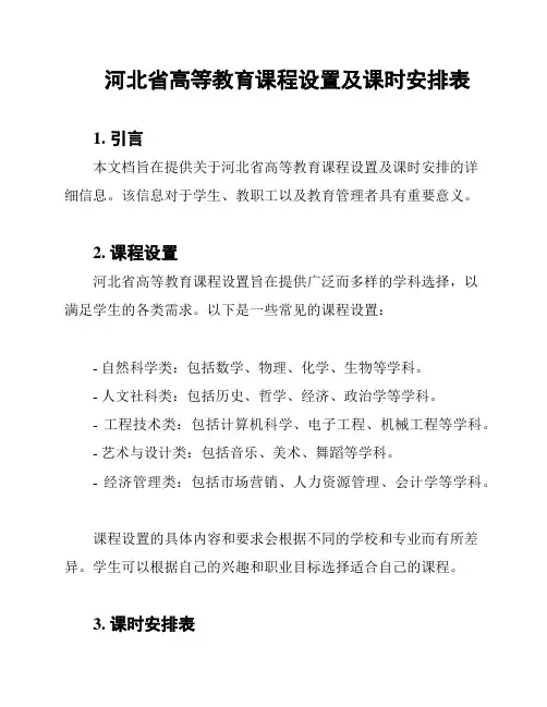 河北省高等教育课程设置及课时安排表